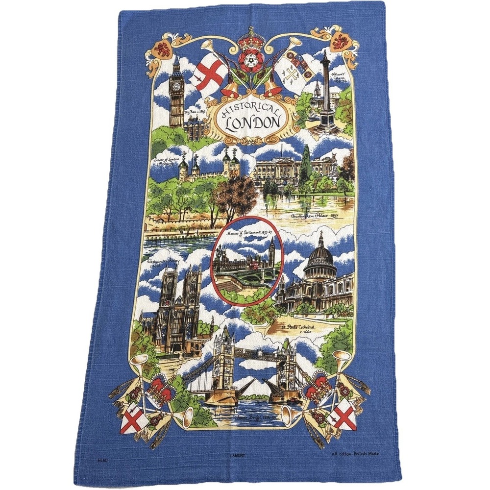 Vintage‎ Sally Jayne London Tea Towel Textiles British Made Historical